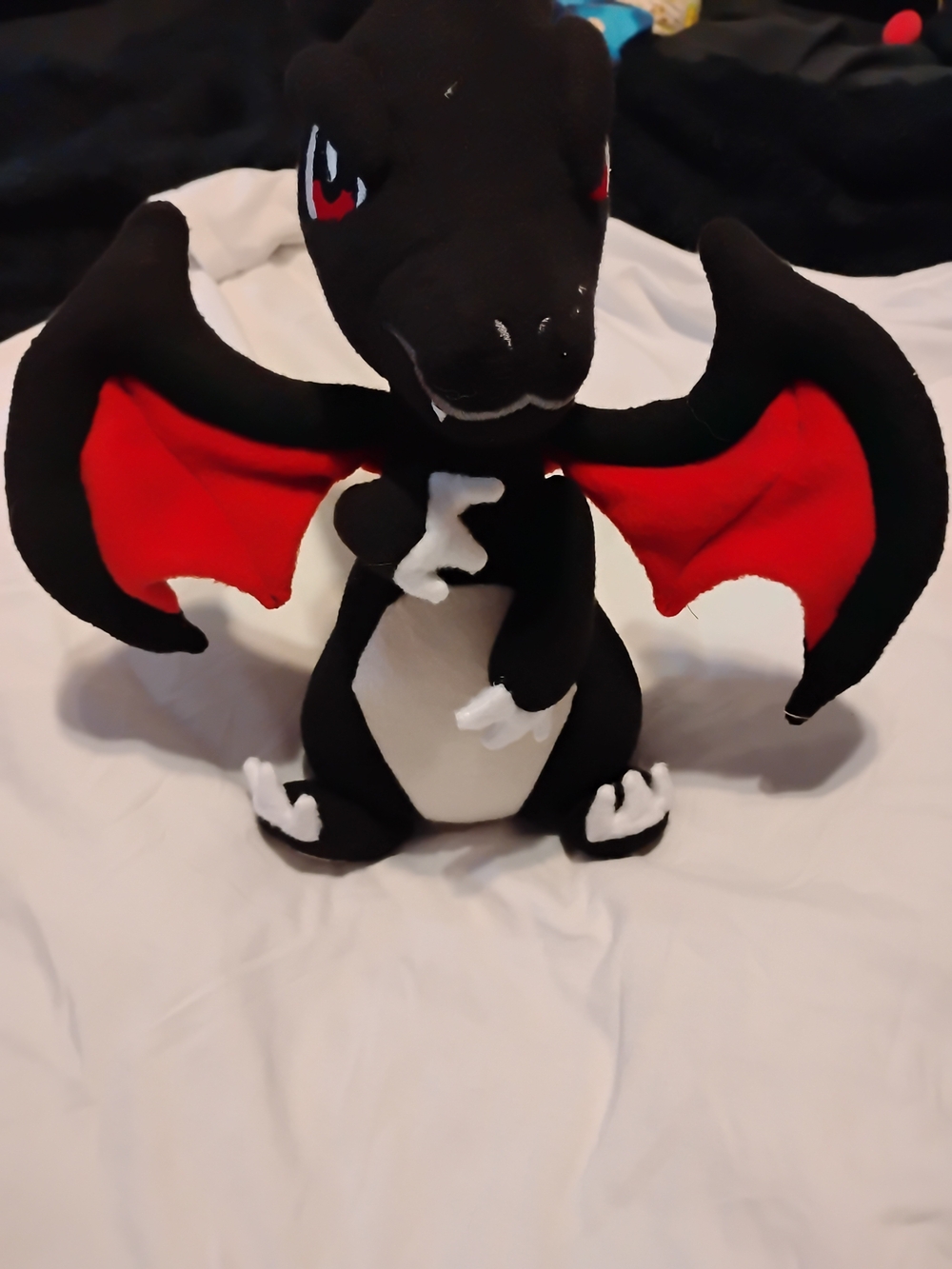 Black & Red Dragon Plush Toy - Soft Cuddly Stuffed Animal